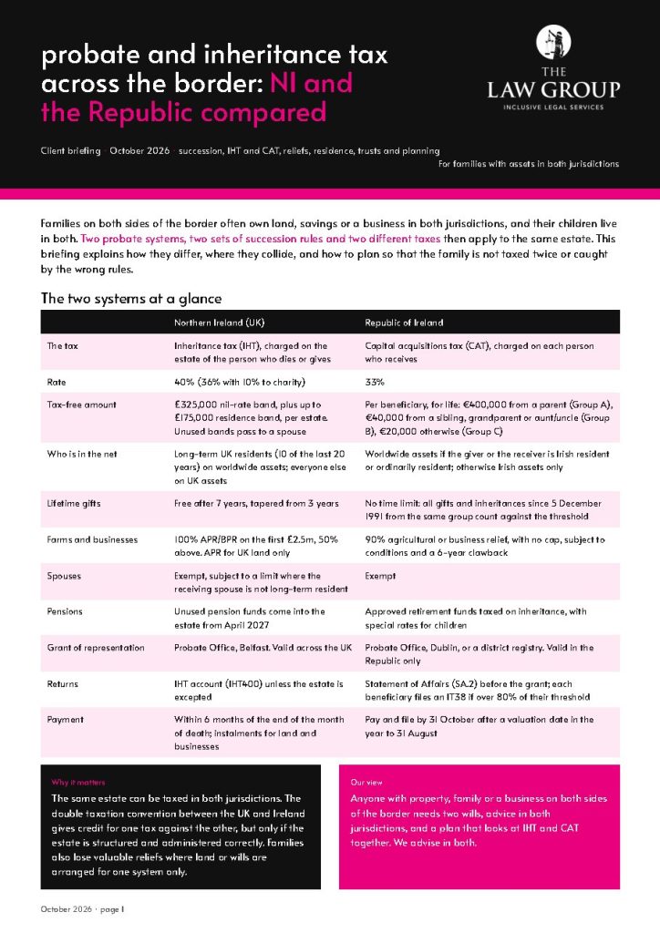 Probate and Inheritance Tax Across the Border cover